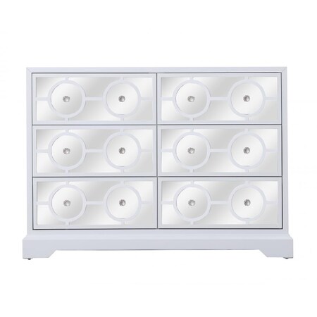 Elegant Lighting 48 in. mirrored six drawer cabinet in white MF81017WH